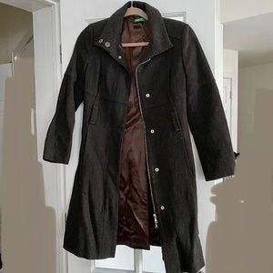 United Colors of Benetton Brown Herringbone Coat - Size 38 Small